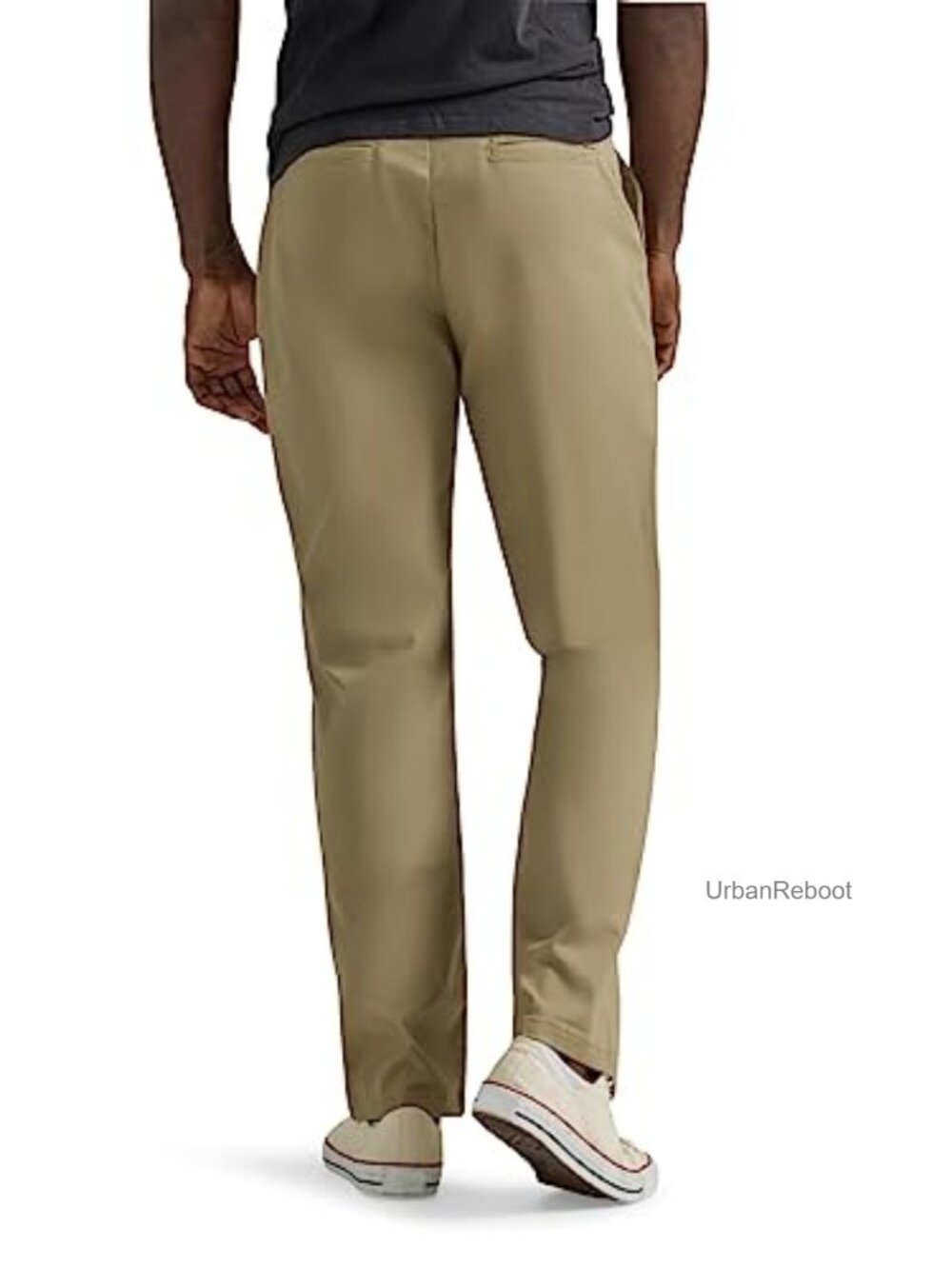 Men's Relaxed Fit Flat Front Straight Leg Pants Wrinkle Resistant Cotton Stretch - Picture 3 of 5